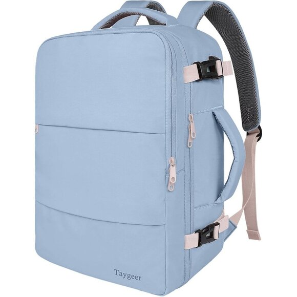 〽️Women Trendy Carry On Backpack Blue with Shoe Pouch & USB Charging Port main image 5